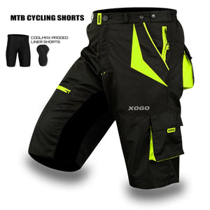 XOGO DYNAMIC X100 MTB Cycling Shorts - Black/Fluorescent - XOGO