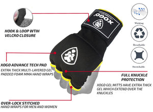 Xogo pro series inner boxing gloves - Black/Yellow - XOGO